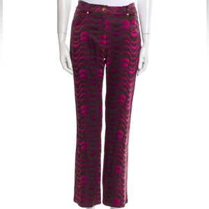 Versace Jeans Collection Pink and Black Wave Pattern Pants
